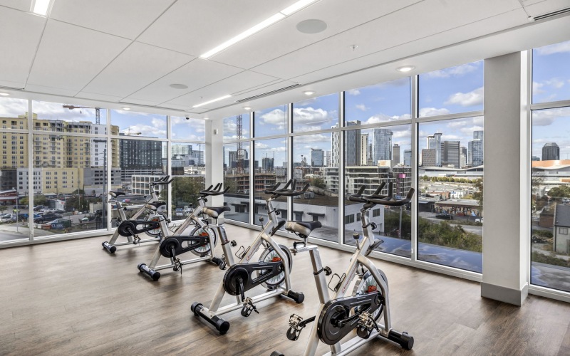 Haven at the Gulch's fitness center with free weights, treadmills and ellipticals