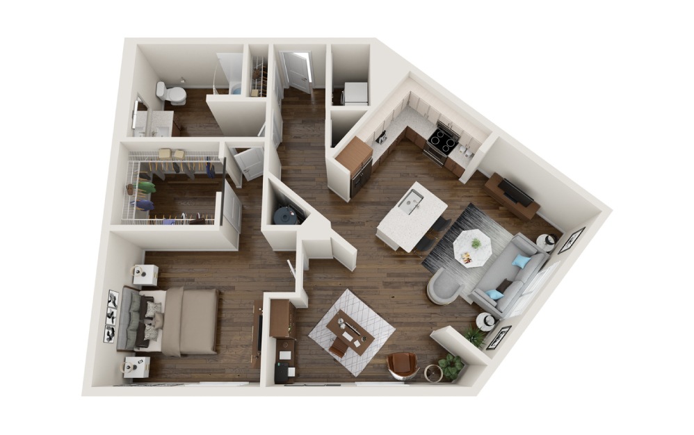 A4 1 Bed and 1 Bath Floorplan at Haven at the Gulch