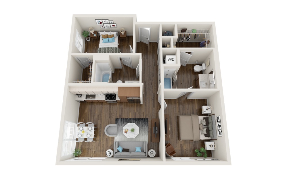 B2 2 Bed and 2 Bath Floorplan at Haven at the Gulch