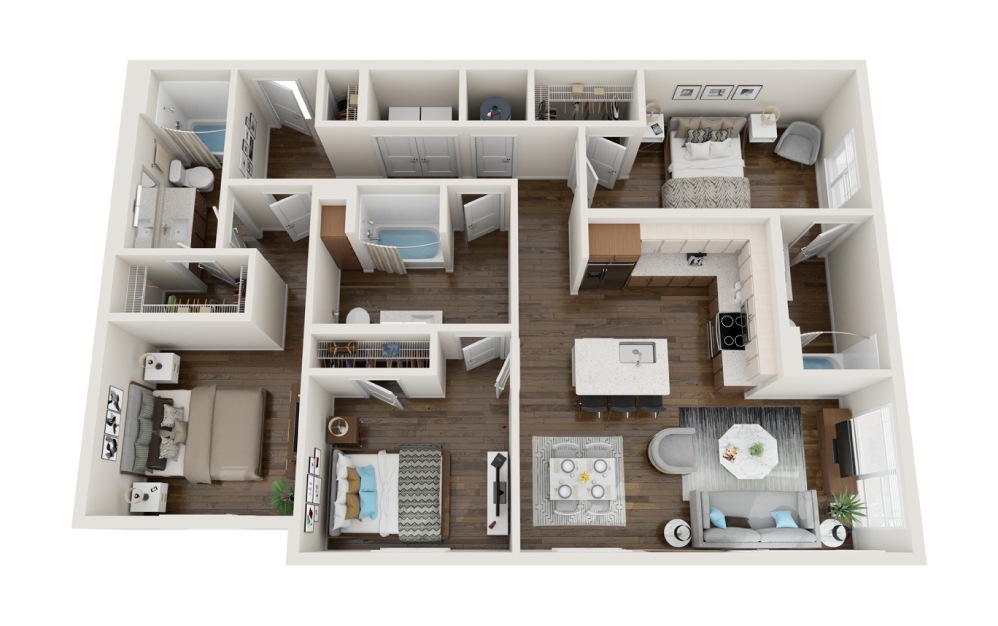 C1 3 Bed and 3 Bath Floorplan at Haven at the Gulch