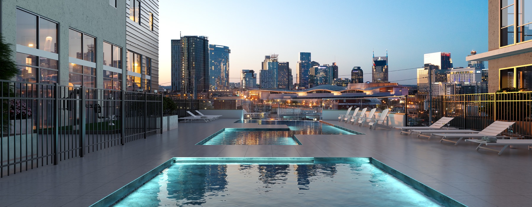 Haven at the Gulch's rooftop pool and city views